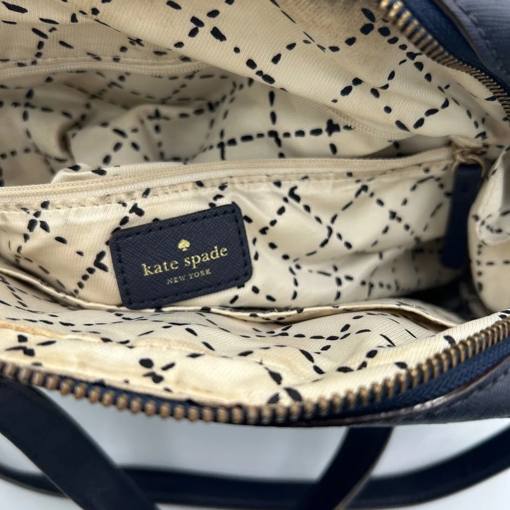 Kate Spade Satchel Womens Medium Navy Blue Saffiano Leather Crossbody Bag